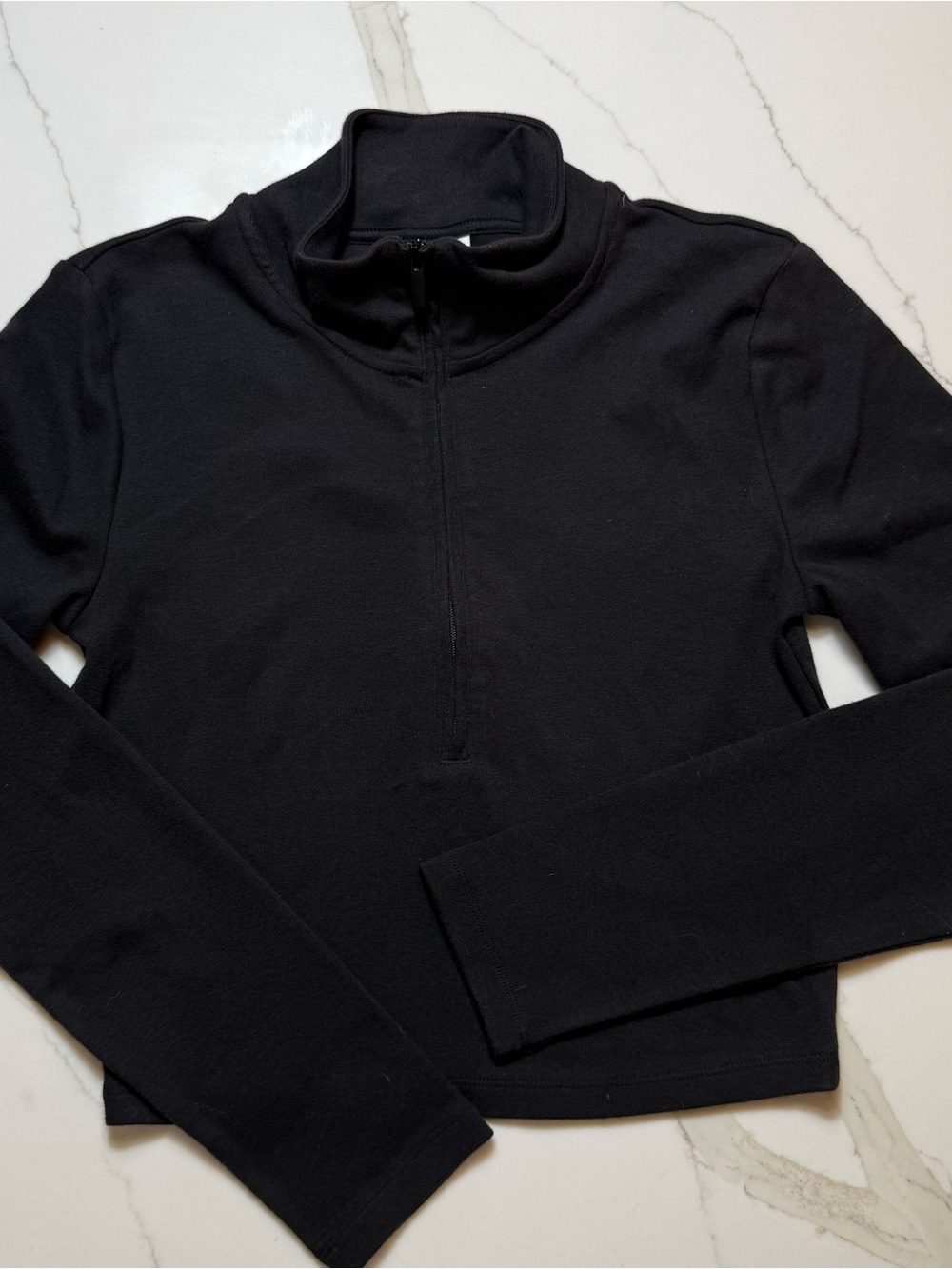 Sunday Best Black Half-Zip Pullover Crop